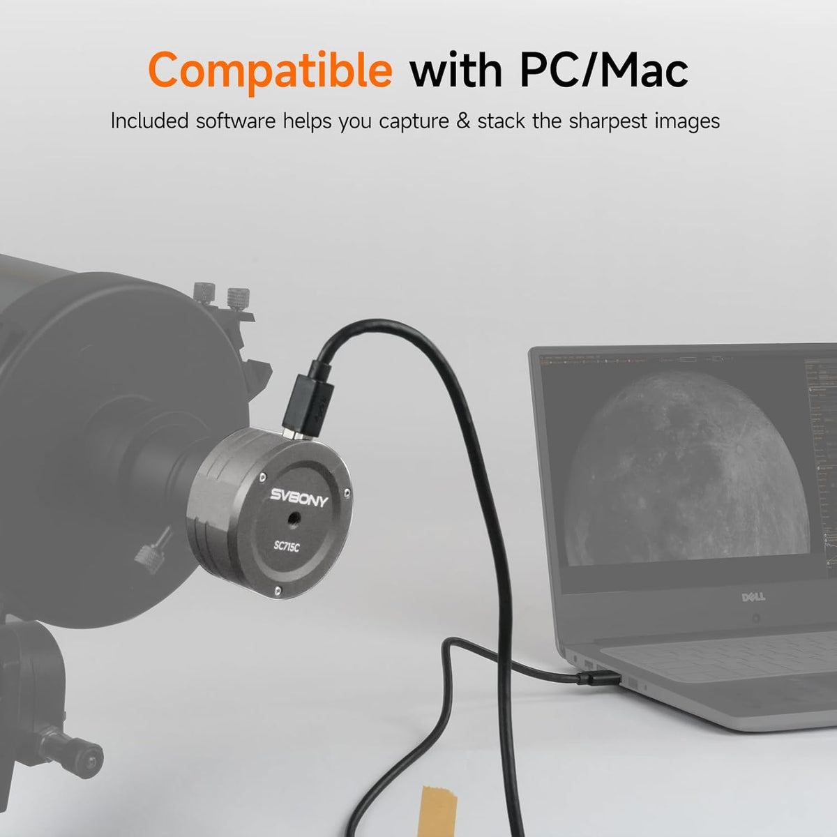Svbony SC715C Telescoopcamera met 1,45μm Pixelgrootte, Elektronisch Oculair CMOS USB3.0, IMX715 Planetaire Camera's met DDR3 512M en ST4-poort, voor Planetaire Fotografie, Beeldvorming met Microscopen