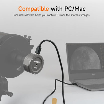 Svbony SC715C Telescoopcamera met 1,45μm Pixelgrootte, Elektronisch Oculair CMOS USB3.0, IMX715 Planetaire Camera's met DDR3 512M en ST4-poort, voor Planetaire Fotografie, Beeldvorming met Microscopen