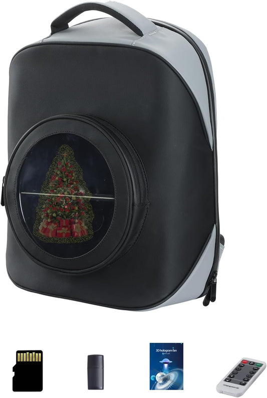 Missyou 3D Hologram Fan Rugzak - Draagbare Holografische Display, 40CM Hoog, 36CM Breed - LED 3D Projector voor Beurzen, Tentoonstellingen, Commercial Displays, Incl. Afstandsbediening & 700 Video's