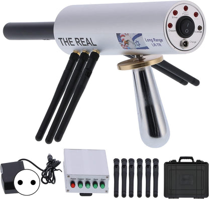 Metaaldetector, nauwkeurige positionering professionele goudetector met groot bereik, draagbare ondergrondse goudzoeker met demagnetiseringsfunctie, 6 antennes voor volwassenen (EU)