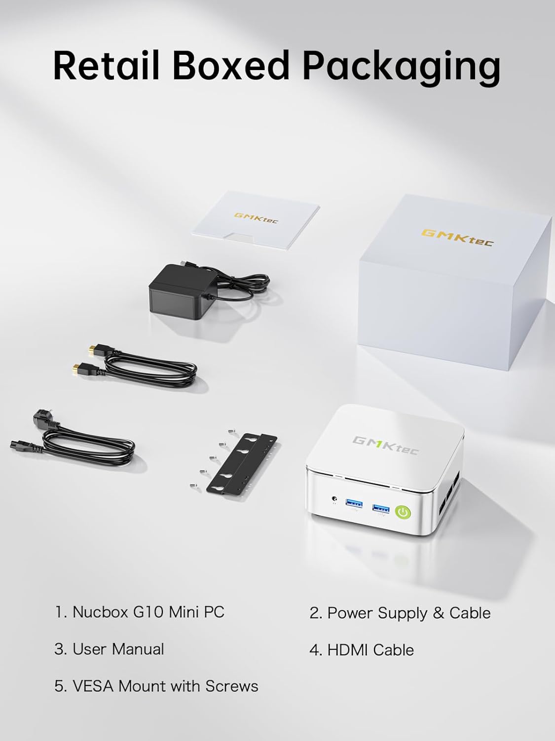 GMKtec AMD Ryzen 5 Mini PC W11 Pro 3500U (4C/8 T4,50 GHz), G10 Mini Computer, 16 GB DDR4 RAM 3200 MHz + 512 GB PCIe 3.0x4 SSD, WiFi 5, USB 3.2, USB-C, BT 5.0