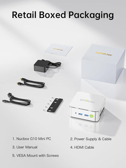 GMKtec AMD Ryzen 5 Mini PC W11 Pro 3500U (4C/8 T4,50 GHz), G10 Mini Computer, 16 GB DDR4 RAM 3200 MHz + 512 GB PCIe 3.0x4 SSD, WiFi 5, USB 3.2, USB-C, BT 5.0