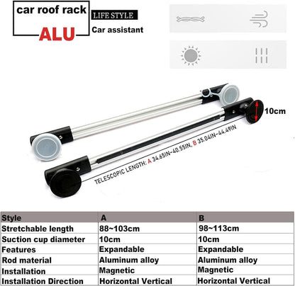 Magnetisme Dakbagagedrager voor auto's, universele aluminium dakdragers, in lengte verstelbaar, voor kajak, surfplank, kano, snowboard, paddle board (2 stuks, 100-115 cm)