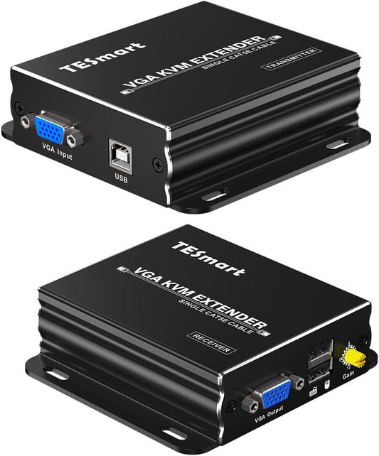 TESmart VGA KVM Extender 1920 * 1200@60Hz, Over CAT5e/6 UTP/FTP Kabelverlenger tot 300M/1000FT, Over Ethernet CAT5e CAT6 Verlenger