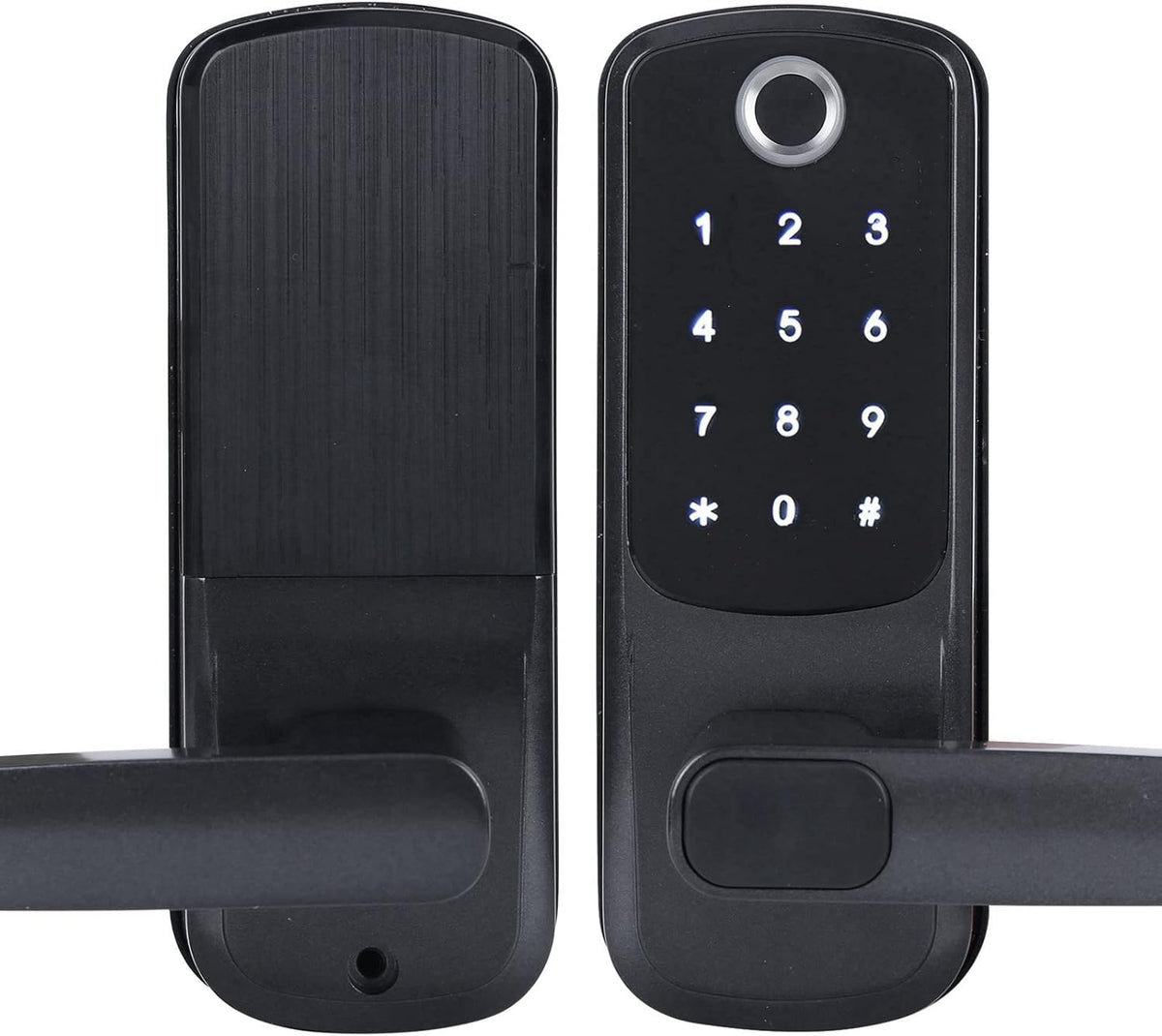 Slim deurslot, vingerafdruk wachtwoord deurslot wifi elektronisch touchscreen slot met handvat, 5 manieren om te ontgrendelen, ondersteuning voor spraakbesturing