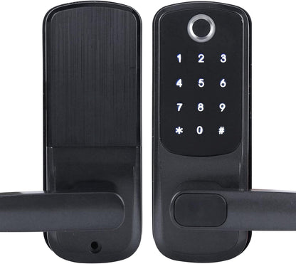 Slim deurslot, vingerafdruk wachtwoord deurslot wifi elektronisch touchscreen slot met handvat, 5 manieren om te ontgrendelen, ondersteuning voor spraakbesturing