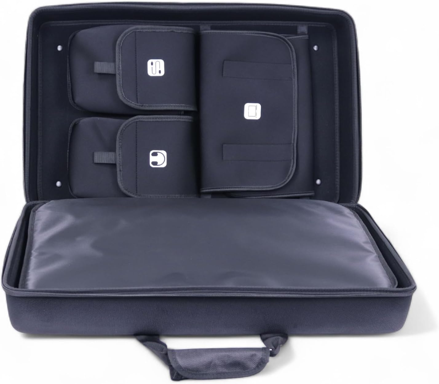 DJ-controller tas – Draagtas – Hardcase – Beschermtas – Koffer – Zwart – 60 x 38 x 17 cm – Met vakken voor laptop en accessoires – Waterbestendige polyester buitenkant