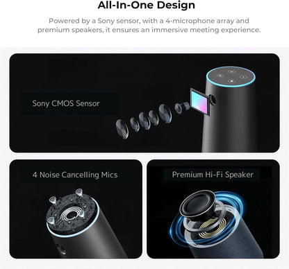 Nuroum C40S 4K videoconferentie-webcam met microfoon en luidspreker, 8MP CMOS-sensor/5x zoom/120° ultragroothoek/auto-framing, videoconferentiesysteem met afstandsbediening voor zoom/teams/pc/laptop
