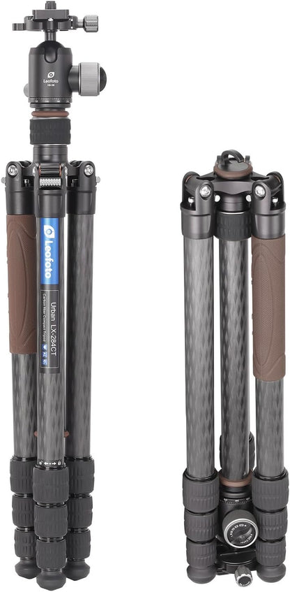 Leofoto - Urban - Carbon Statief met Kogelkop - Max. Hoogte: 166 cm - Eenvoudig te gebruiken - Kogelkop draait 360 graden - LX-284CT + XB-38