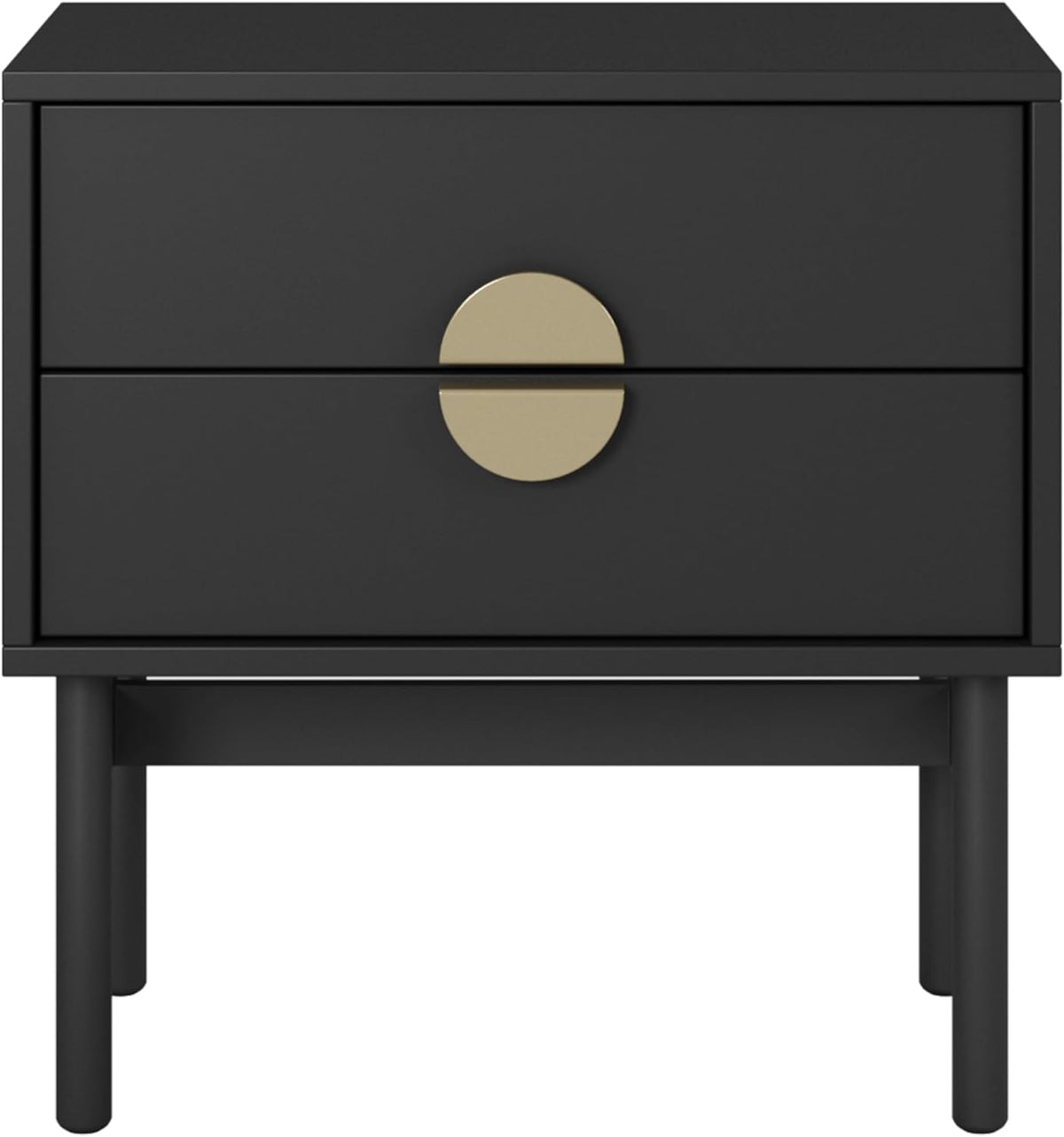 Selsey Nachtkastje Bijzetkast Bijzettafel Nachtkastje 55 cm met 2 laden zwart stalen frame Stoon