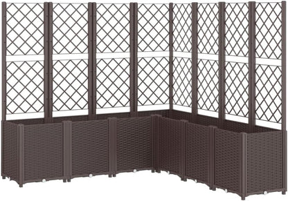 Planter with Trine Grid Brown 160 x 160 x 140 cm PP Plant Bed Raised Planter for Vegetables Flowers Succulents Garden Bed Planter for Garden Patio - QUORE