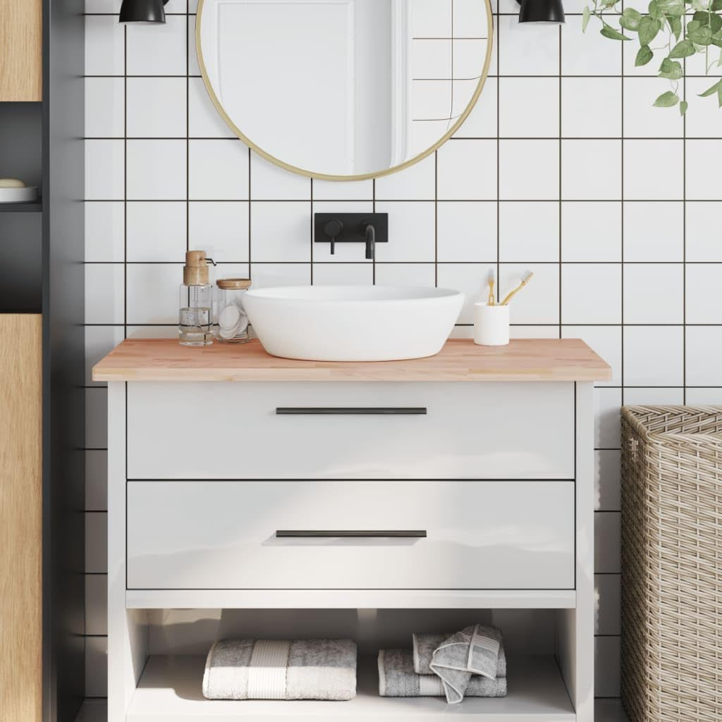 Houten Badkamerblad – Werkblad – Plank – Aanrechtblad – Blad – Massief Beukenhout – 100x50x2,5 cm – Afgeronde Hoeken – Duurzaam En Gemakkelijk Schoon Te Maken