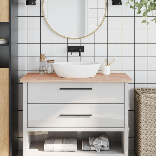 Houten Badkamerblad – Werkblad – Plank – Aanrechtblad – Blad – Massief Beukenhout – 100x50x2,5 cm – Afgeronde Hoeken – Duurzaam En Gemakkelijk Schoon Te Maken
