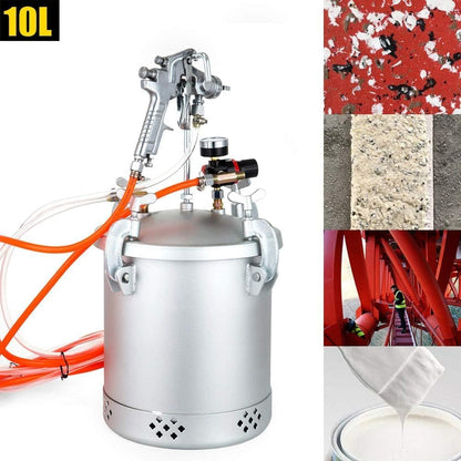 Drukverfpers – Verfspuit – Verfspuiter – Verfvernevelaar – Spuitpistool – 10 Liter Capaciteit – Instelbare Drukregelaar en Roestvrij Metaal