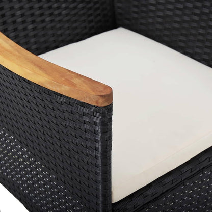 Tuinstoelen – Buitenstoelen – Tuinmeubilair – Balkonstoelen – Poly Rattan Stoelen – Weerbestendig – Met Acaciahouten Armleuningen