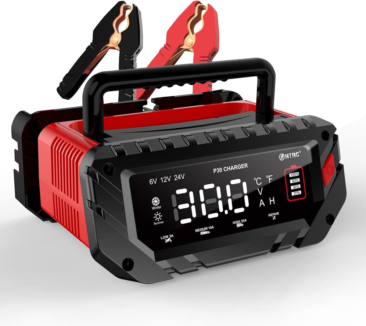 Acculader Auto – Batterijlader 12V – Auto Accu Oplader – Motorfiets Oplader – Oplader Voor Autobatterijen – 6V/12V/24V Automatische Spanning – 9-Traps Intelligente Laadfunctie Met Reparatiemodus