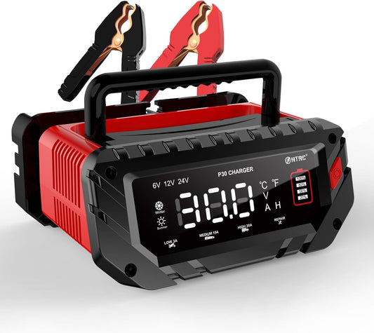 Acculader Auto – Batterijlader 12V – Auto Accu Oplader – Motorfiets Oplader – Oplader Voor Autobatterijen – 6V/12V/24V Automatische Spanning – 9-Traps Intelligente Laadfunctie Met Reparatiemodus