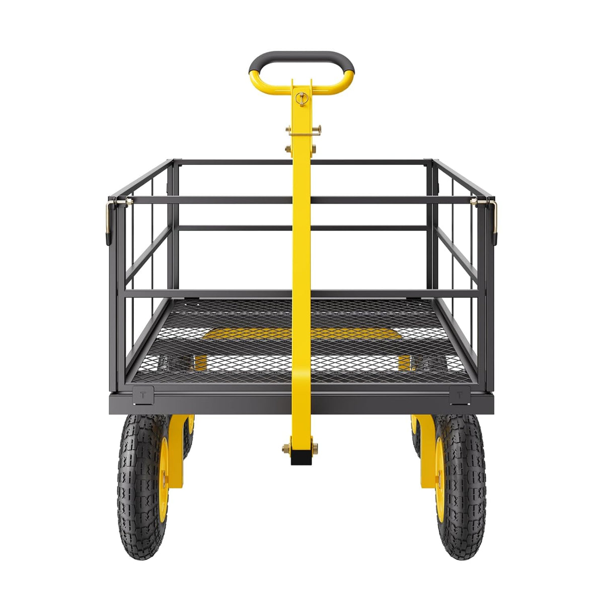 VEVOR Handcart 116.8 x 76 x 43 cm Transport Trolley Garden Trolley Tool Trolley 2-in-1 Hand Trolley with 13-Inch All-Terrain Tyres, Removable Mesh Side Panels and 180° Swivel Handle