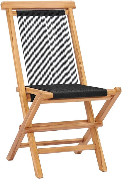 vidaXL Garden chairs collapsible 2 pcs solid teak and rope