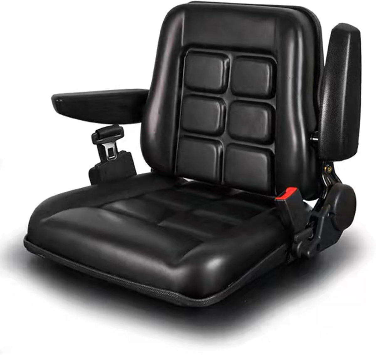 Universele verstelbare heftruck stoel met veiligheidsgordel en arm- en rugleuning, waterdichte pvc-maaierstoel, voor tractor graafmachines, vorkheftrucks en skid loader