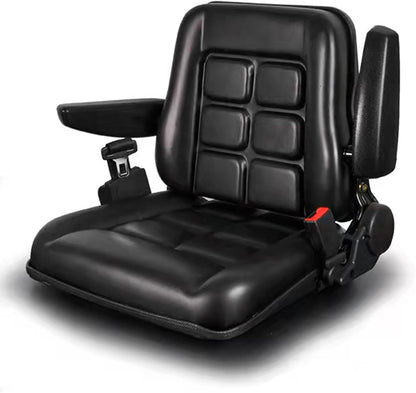 Universele verstelbare heftruck stoel met veiligheidsgordel en arm- en rugleuning, waterdichte pvc-maaierstoel, voor tractor graafmachines, vorkheftrucks en skid loader