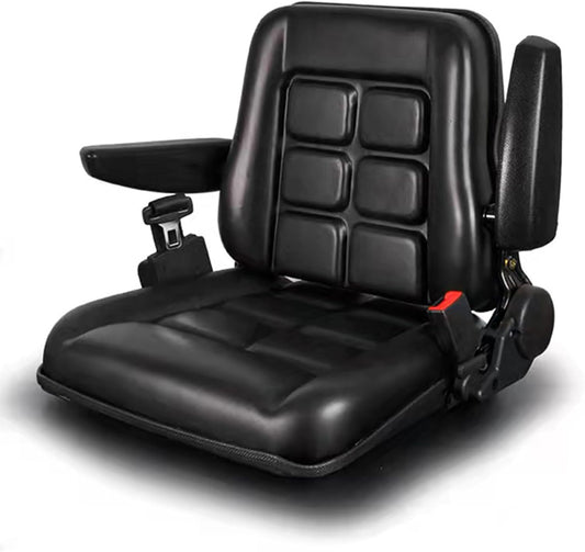 Universele verstelbare heftruck stoel met veiligheidsgordel en arm- en rugleuning, waterdichte pvc-maaierstoel, voor tractor graafmachines, vorkheftrucks en skid loader
