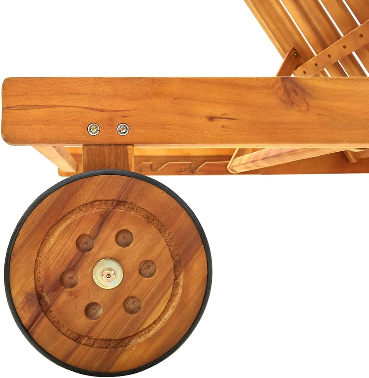 Gecheer Garden Sun Lounger with Solid Acacia Wood Cushion, Sun Loungers with Cushion, Outdoor Sun Lounger, Wooden Sun Lounger - QUORE