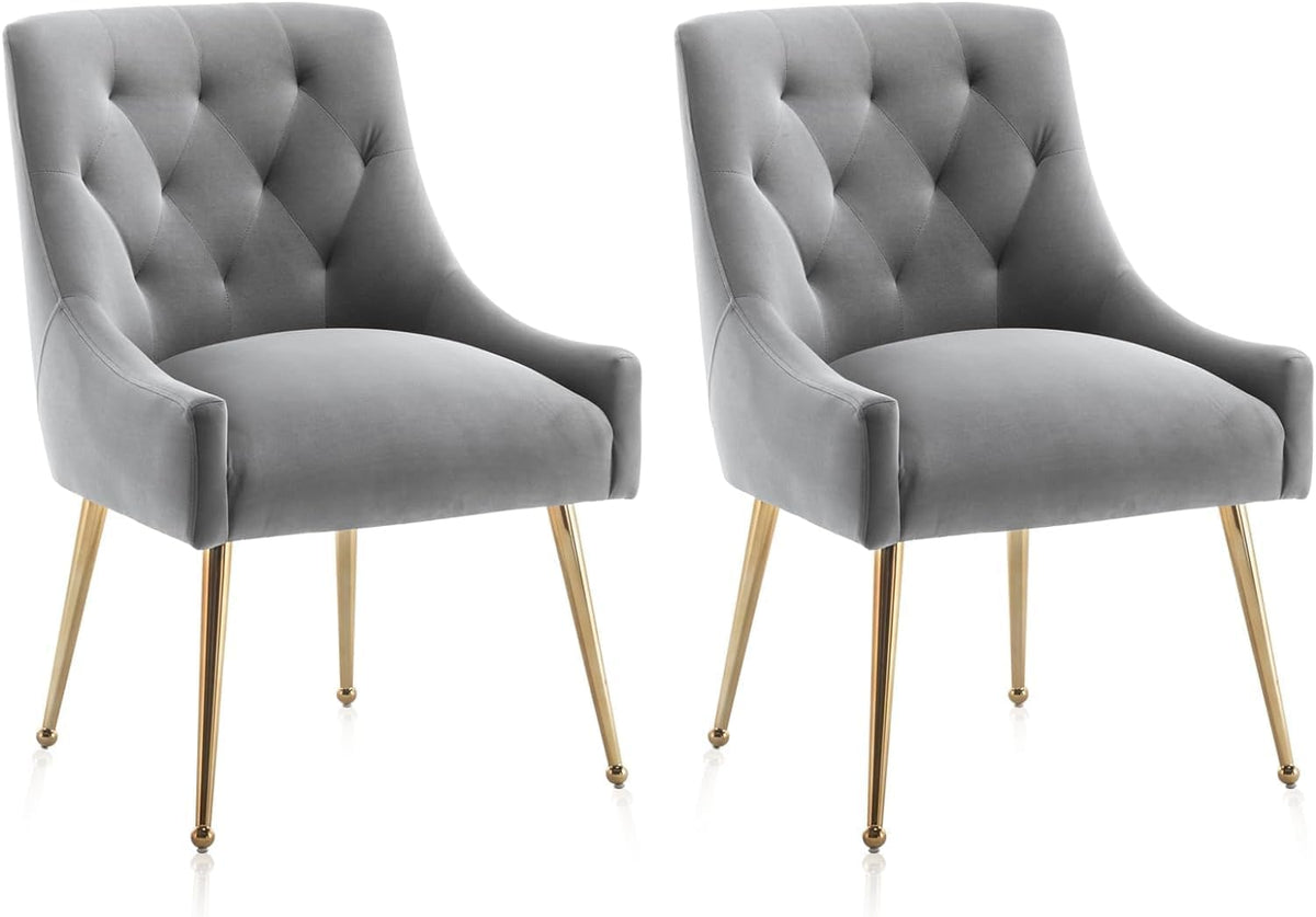 Eetkamerstoelen (set van 2), moderne eetkamerstoelen met gouden poten, cosmetica-stoelen, woonkamerstoelen voor bureau, slaapkamer en keuken