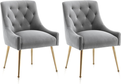 Eetkamerstoelen (set van 2), moderne eetkamerstoelen met gouden poten, cosmetica-stoelen, woonkamerstoelen voor bureau, slaapkamer en keuken