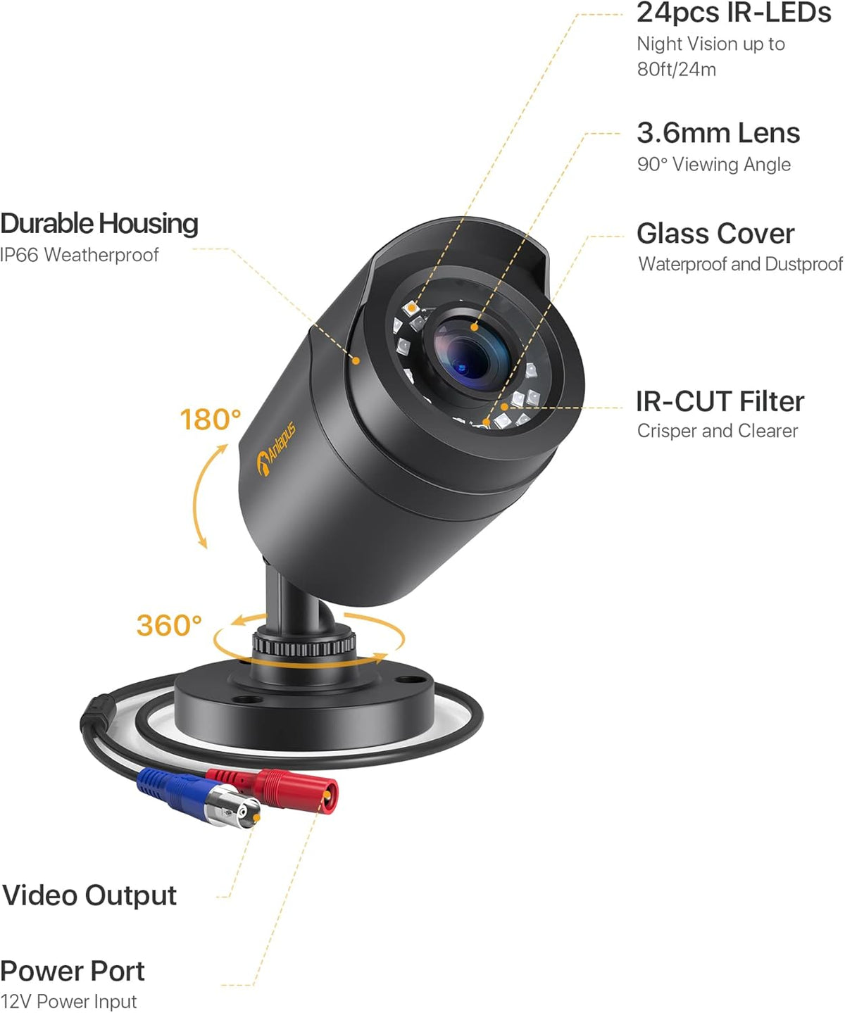 Anlapus 1080P Bewakingscamera Set 4 Buiten Camera met 8CH H.265+ DVR en 1TB HDD, Bewegingsdetectie, 24M IR Nachtzicht