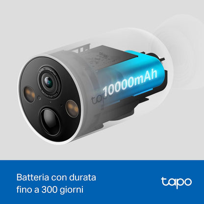 Tapo C425 2 stuks draadvrij binnen/buiten 2K QHD 4MP 1440p Batterij aangedreven slimme beveiligingscamera, Starlight Color Nachtzicht, Persoon/Huisdier/Voertuig Detectie