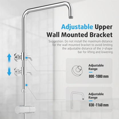 Vierkante Regendouche – Douche Systeem – Douche Set – Regendoucheset – Handdouche – 30x30 cm – 3-standen Handdouche – Verstelbare RVS Doucherail