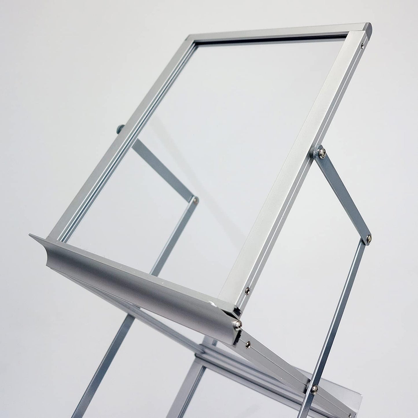 DisplayLager - Brochurestandaard, opvouwbaar incl. draagtas van aluminium. Bodembrochurestandaard staand formaat vouwbrochurestandaard (zilver, A4)