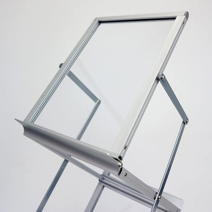 DisplayLager - Brochurestandaard, opvouwbaar incl. draagtas van aluminium. Bodembrochurestandaard staand formaat vouwbrochurestandaard (zilver, A4)