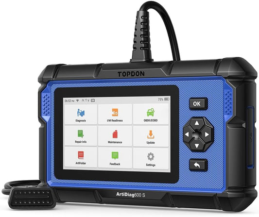 TOPDON ArtiDiag600S OBD2 Code Reader, Car Diagnostic Tool For 4 Systems Engine/ABS/Airbag/AT, 9 Reset Functions on Oil/Brake/SAS/BMS/ABS/DPF/TPMS/Throttle, Full OBD2 Functions, Lifetime Free Update