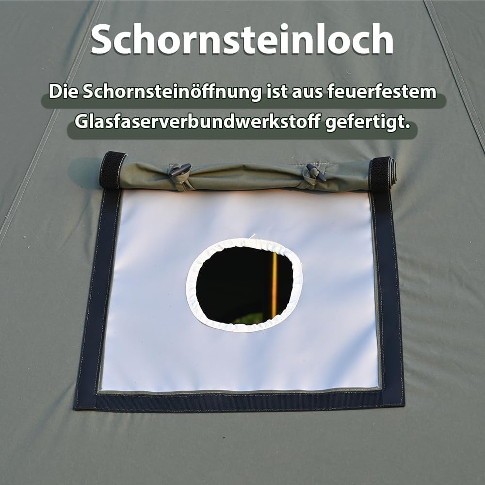 Klokkentent met ovengat, katoen, glampingtent, ruime yurt voor gezinnen, campingtent, familietent, tipi-tent, piramidetent voor groepen, outdoor, camping