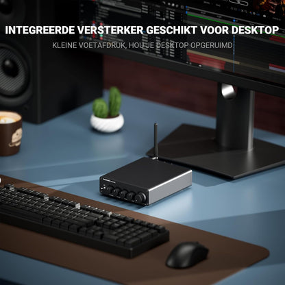 Fosi Audio BT30D Pro TPA3255 Hi-Fi Bluetooth 5.0 Stereo Audio Receiver Versterker 2.1 Kanaal Mini Klasse D Geïntegreerde Versterker 165Wx2+350W voor Home Desktop Boekenplank Luidsprekers/Subwoofers