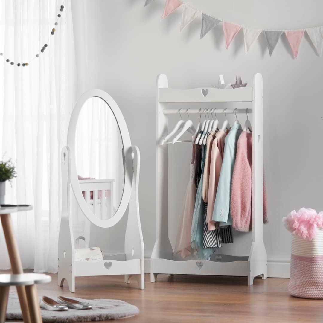 Haus Projekt Verkleedrail wit voor kinderen 3-8 jaar, houten verkleedkast, slaapkamermeubel, handgemaakte meisjesaankleedstang, babykamermeubel, kerstcadeau