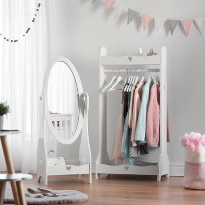 Haus Projekt Verkleedrail wit voor kinderen 3-8 jaar, houten verkleedkast, slaapkamermeubel, handgemaakte meisjesaankleedstang, babykamermeubel, kerstcadeau