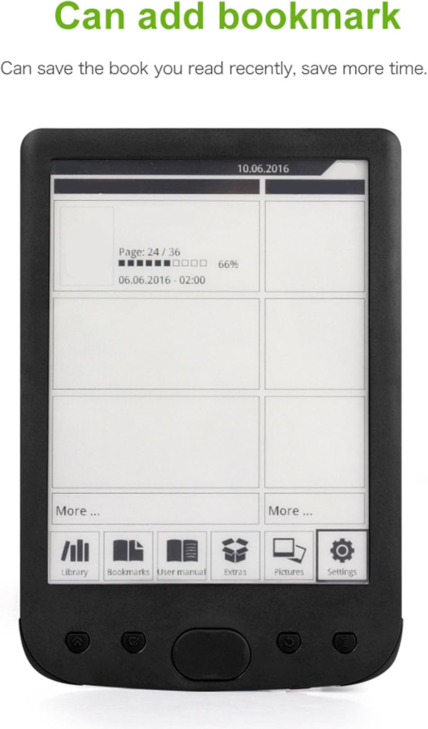 E-Book Reader 6, Niet-verblindende en Oogvriendelijke E-reader HD-touchscreen E-Ink-technologie, Ingebouwde 8GB ROM en 32GB TF-kaartuitbreiding