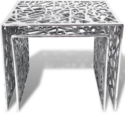 vidaXL 2x Side Table Square Aluminium Silver colored Side Table Table