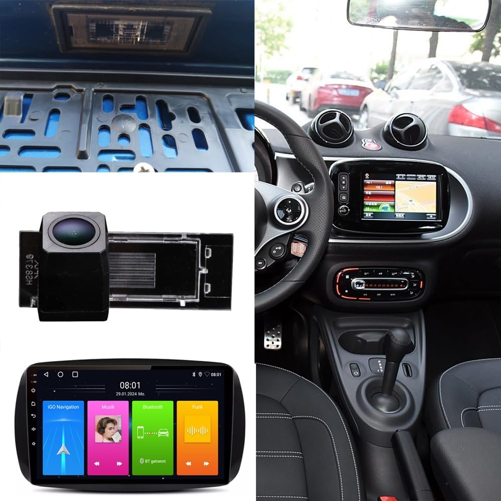 Android autoradio met GPS-navigatie, HD-scherm, touch-display, parkeercamera, nachtzicht, HD achteruitrijcamera voor Smart Forfour 4 Hatchback 453 2014/11-2024/12/Smart Fortwo II Cabriolet Coupe 453