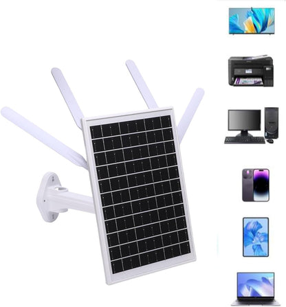 Haofy Buiten Solar WiFi Router 12W Zonnepaneel 18000 MAH Batterij 300 Mbps 4G LTE Modem met Sim Card Slot IP66 Waterdicht voor Camping RV Off Grid (Zwarte antennes)