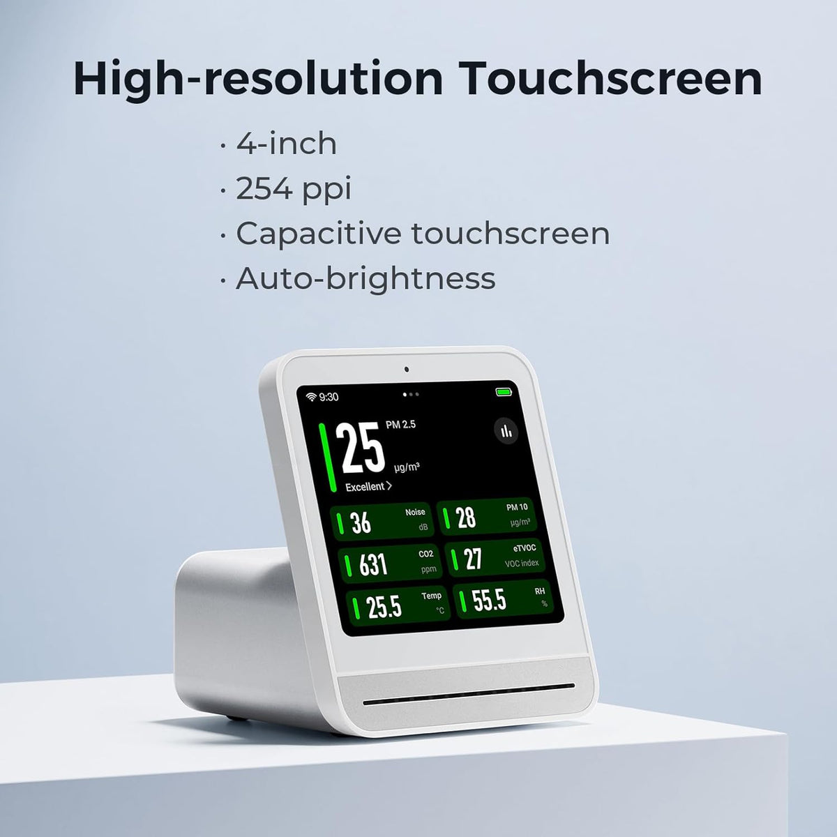 Qingping Air Quality Monitor Gen 2, Air Quality Monitor Indoor Detects PM2.5, CO2, PM10, Noise, Temperature and Humidity, New Upgraded Alarm Clock Function, Air Quality Tester for Bedroom