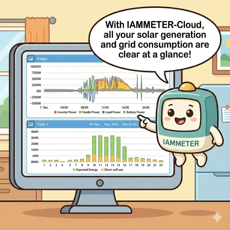 WEM3050T 3-fase/gesplitste fase/1-fase WiFi-energiemeter, 150A Split-Core CT's, realtime vermogensbewaking, zonne-PV en netenergie tracking, Home Assistant & MQTT-ondersteuning, Cloud&lokale