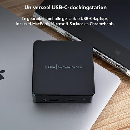 Belkin USB-C Dockingstation met Twee Schermen (Voeding 85 W, HDMI, USB-A 3.1 Gen 1, Gigabit Ethernet, Audio-ingang/uitgang voor MacBook, XPS en Andere USB-C Laptops), Zwart