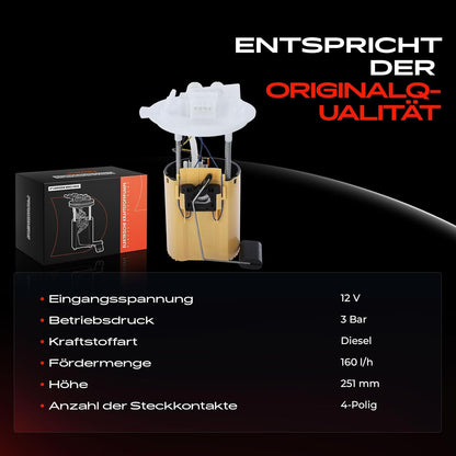 Brandstofpomp – Elektrische Brandstofpomp – Brandstofpompmodule – Brandstofleveringseenheid – Opvoerpomp – Elektrisch – 4-Polig – Voor 2.0L Diesel 2015-2019