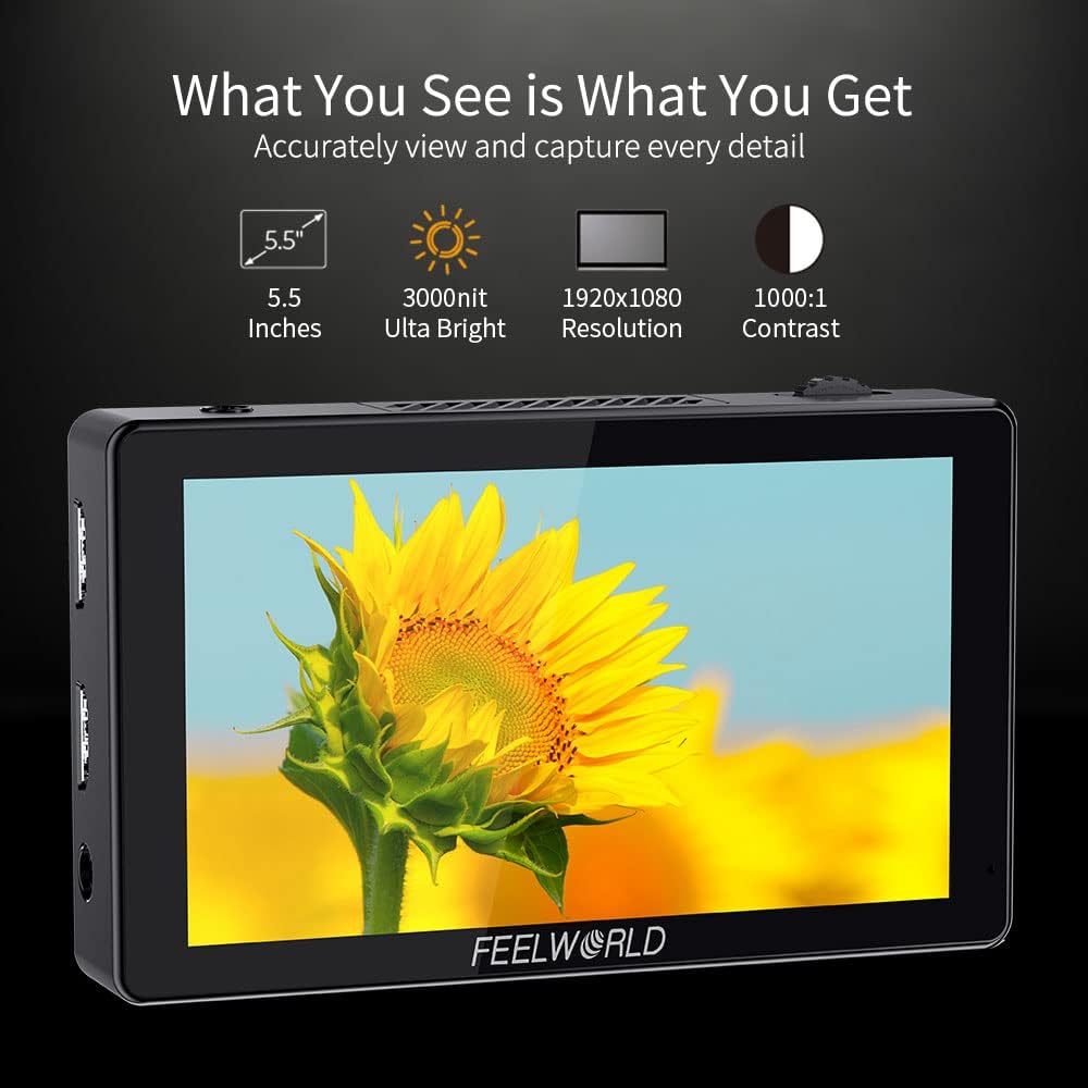FEELWORLD LUT5 DSLR Camera DSLR Monitor 5.5" 3000nitUltra High Brightness 3DLUT HDR Touch Screen Monitor 1920 * 1080 4K HDMI - QUORE
