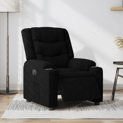 Elektrisch Verstelbare Fauteuil – Relaxstoel – Zetel – TV Stoel – Loungestoel – Zwart Polyester – Verstelbare Rugleuning & Voetensteun – Stevig Frame