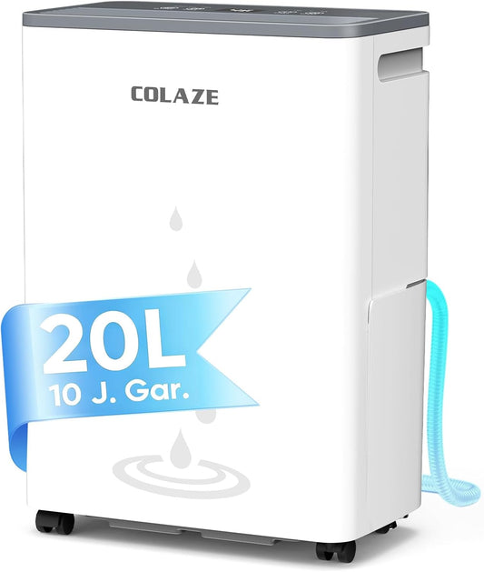 Colaze Luchtontvochtiger 20L/24U, Elektrische Luchtontvochtiger voor een ruimte van ca.150m³(50m²), Stille elektrische ontvochtiger, Elektrische kamerluchtontvochtiger voor appartement, kelder
